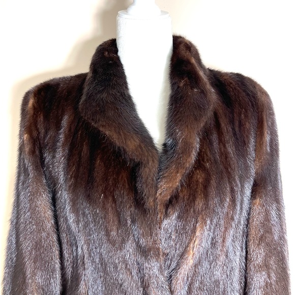 Natural Mahogany Mink Fur Coat Andriana Furs Full Length Size 12 - EXCELLENT - Picture 4 of 17